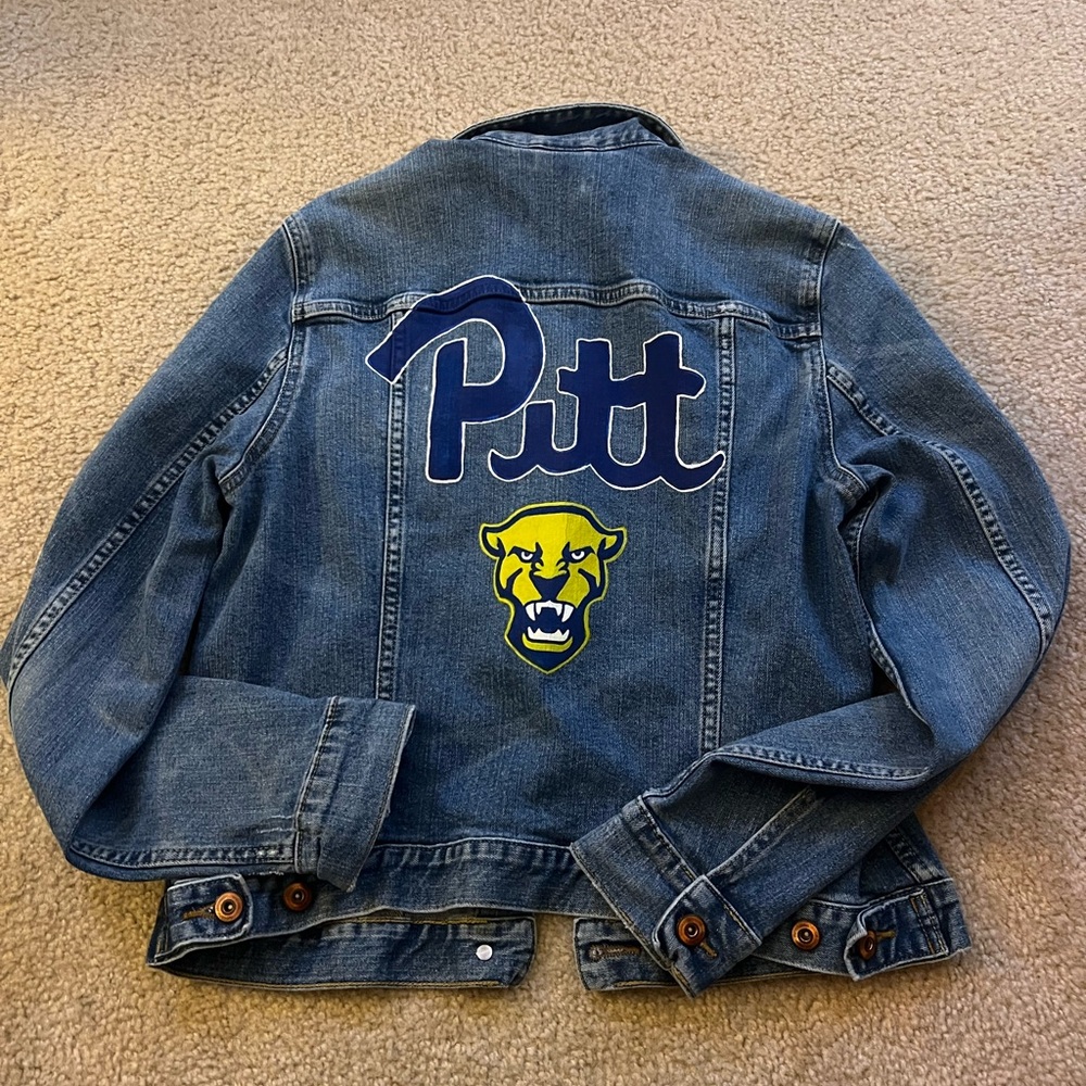 Hand painted Pittsburgh Panthers Denim Jacket